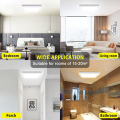 LED Ceiling Light Dimmable, 24W 2200LM Square Flush Mount Ceiling Lamp with Remote Control,3000K-6000K Brightness Adjustable