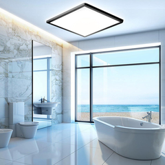 36W Square LED Ceiling Light, 3300LM, 5000K Daylight, IP44 Waterproof, Slim Black Design