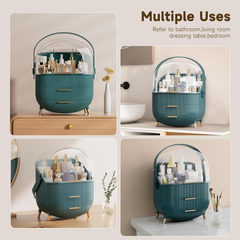 Dustproof Makeup Organizer Box with Lid – Skincare & Jewelry Storage (Green)