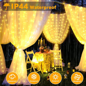 300 LED Curtain Fairy Lights Warm White for Indoor Outdoor