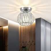 Modern Crystal Semi Flush Ceiling Light, Chrome Mini Fixture