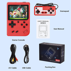 Retro Handheld Game Console with 500 Built-In Games, 3” Screen, Rechargeable (Red)