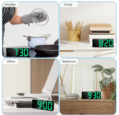 Digital LED Alarm Clock with Snooze, Temperature & Adjustable Brightness