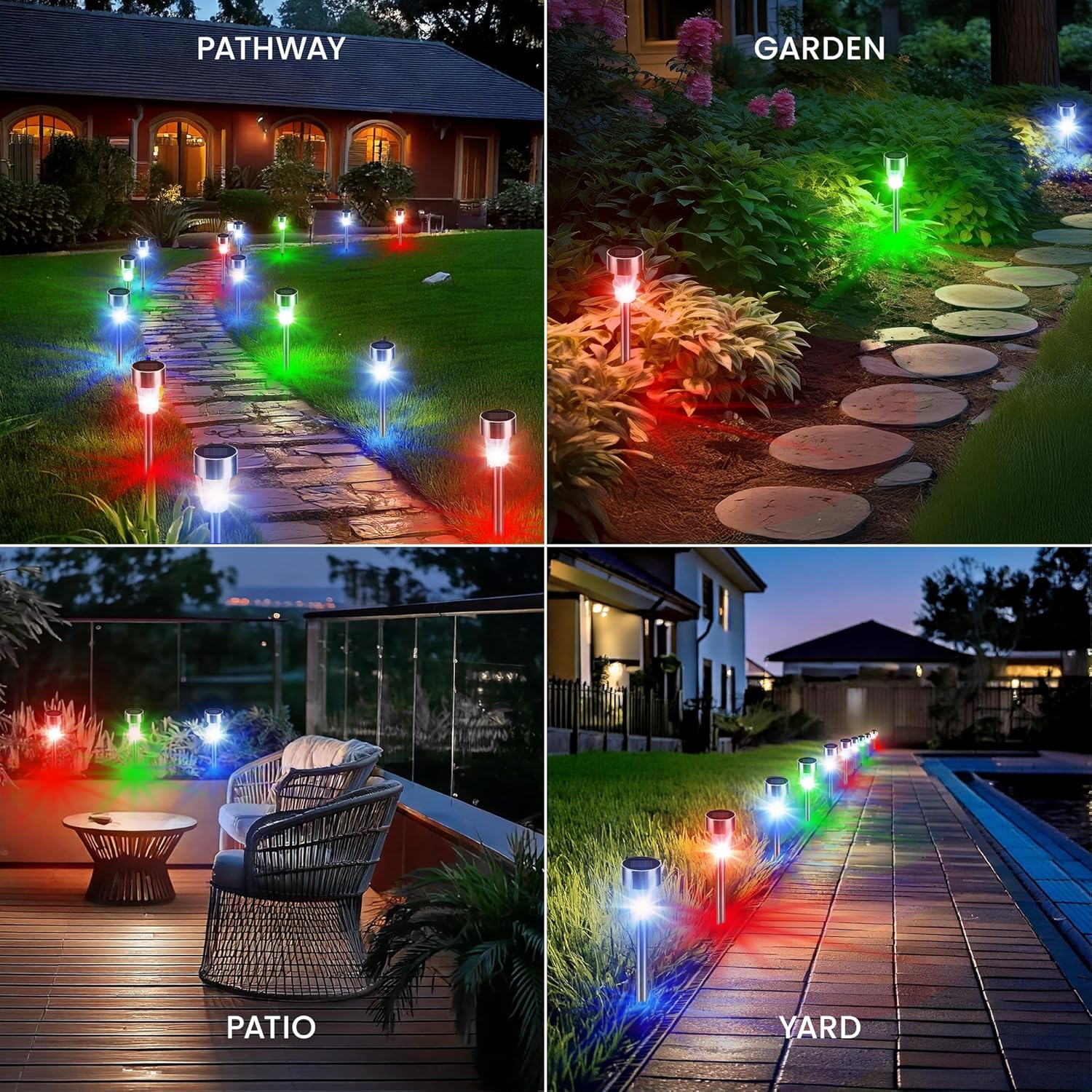 Colour-Changing Solar Garden Lights – 10 Pack LED Stakes