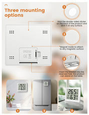 Digital Thermo-Hygrometer with Clock, Temperature & Humidity Monitor (White)