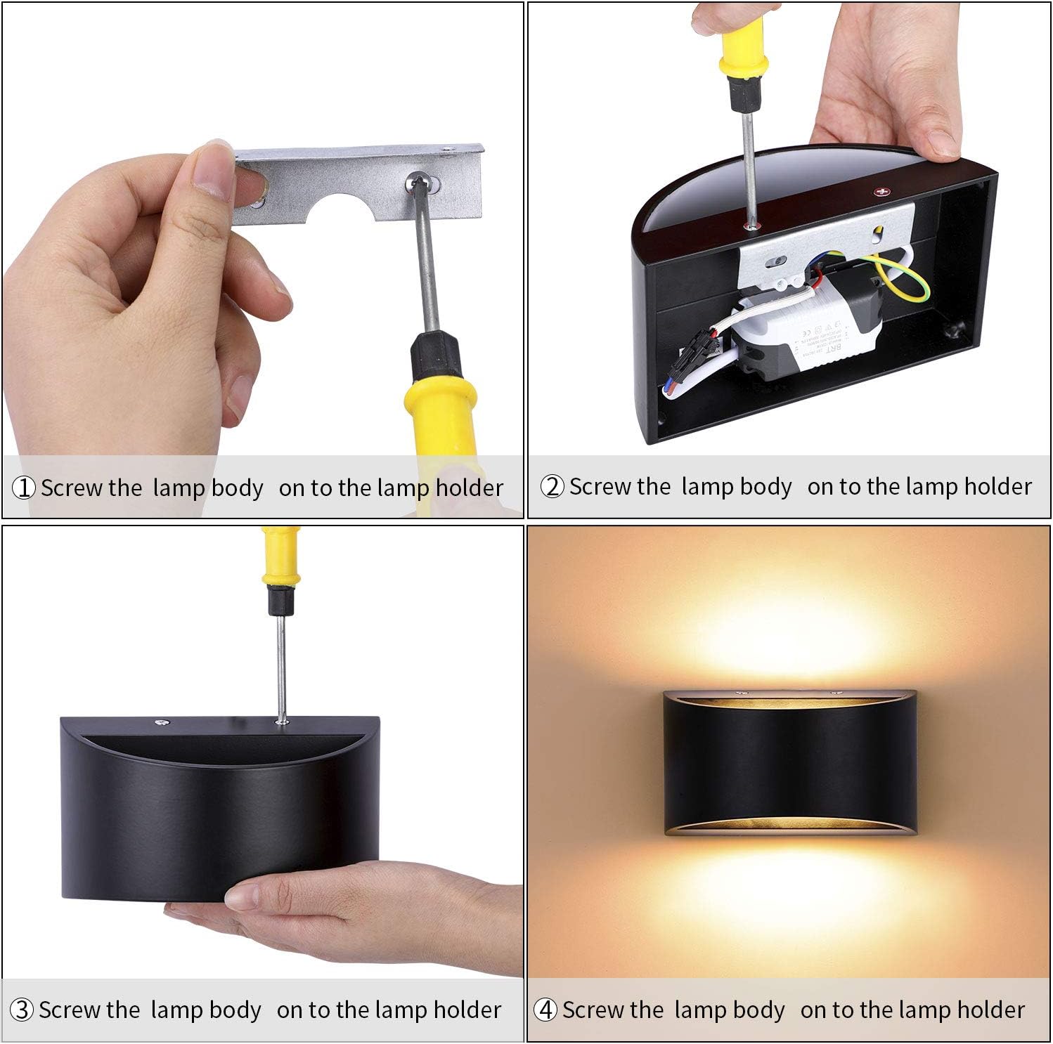 Dimmable LED Wall Light – 10W Modern Up & Down Indoor Black Wall Sconce