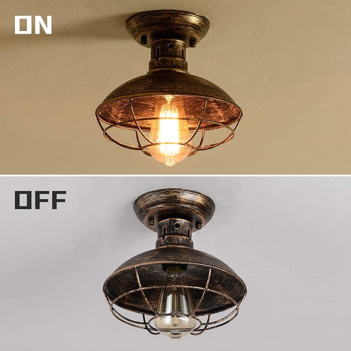 Vintage Industrial Semi-Flush Ceiling Light