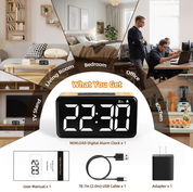 Digital LED Alarm Clock with Large Display, Snooze, 2 Volumes & 5 Brightness