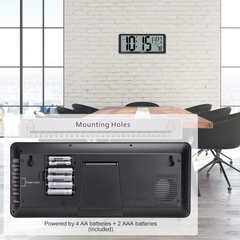 14-Inch Large LCD Digital Wall Clock with Date & Temperature Display (Battery)