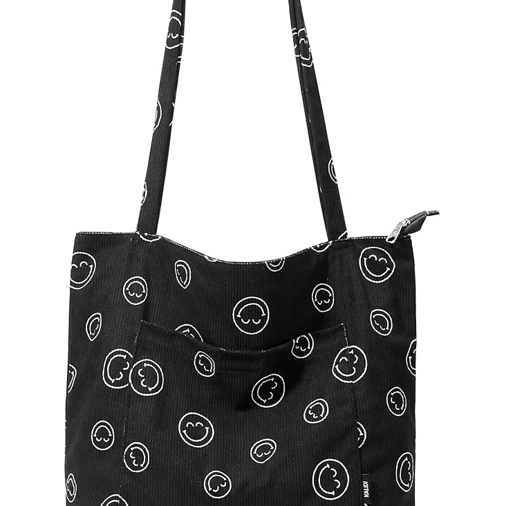Corduroy Tote Bag with Zipper – Large Waterproof Shoulder Bag for Women