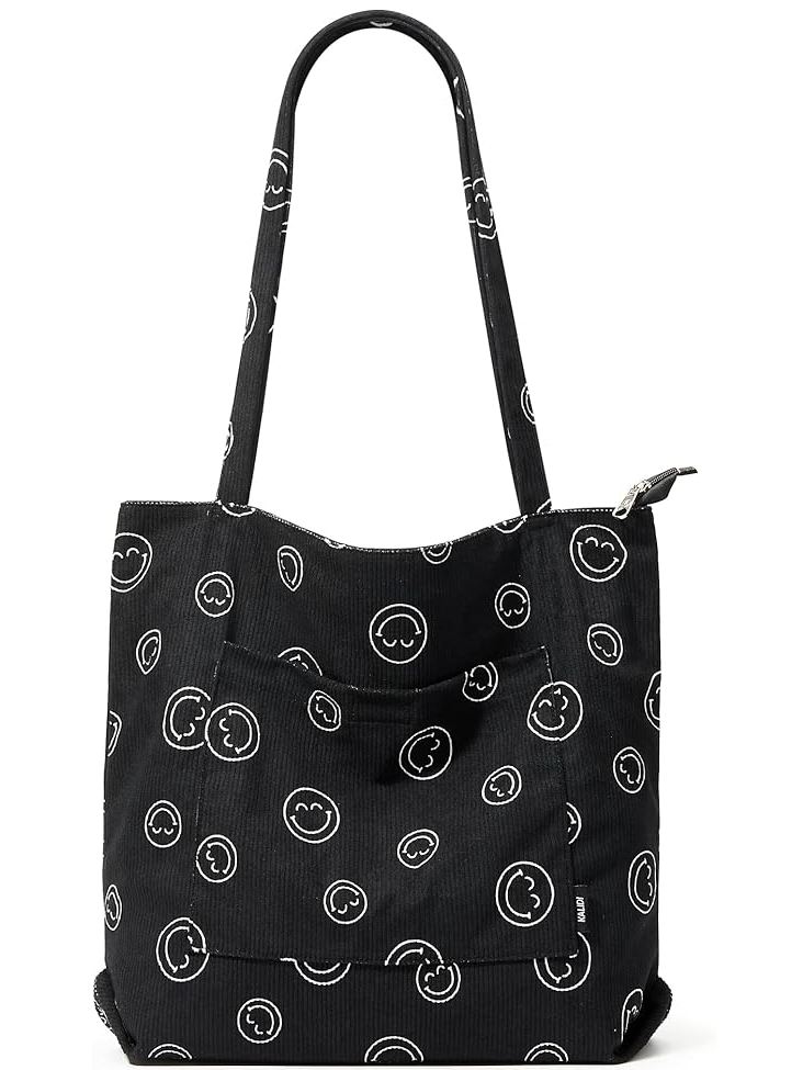 Corduroy Tote Bag with Zipper – Large Waterproof Shoulder Bag for Women