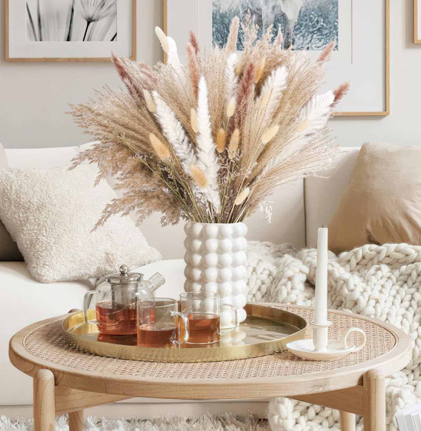 85Pcs Dried Pampas Grass Artificial Decorative Flowers