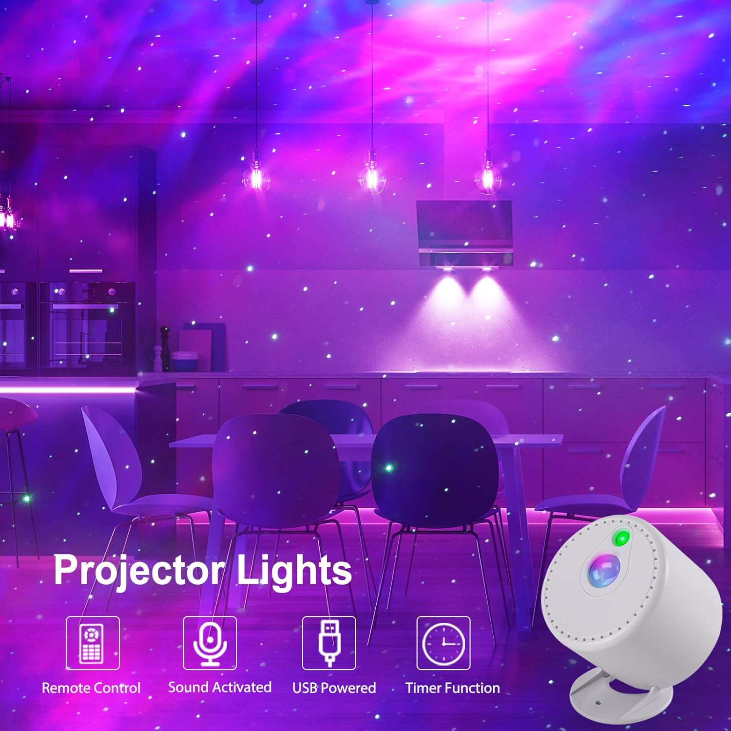 LED Galaxy Projector with Remote, Timer & Aurora Lights