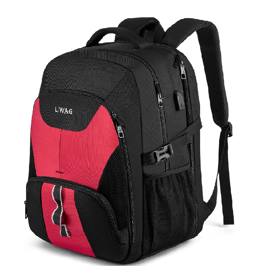 Extra Large 50L Laptop Backpack – 17" Water-Resistant USB Travel Rucksack Black