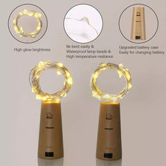 Buy 6, Get 6 Free - Battery-Operated Cork Shaped Bottle String Lights (20 LEDs, 2M) for Weddings & Parties