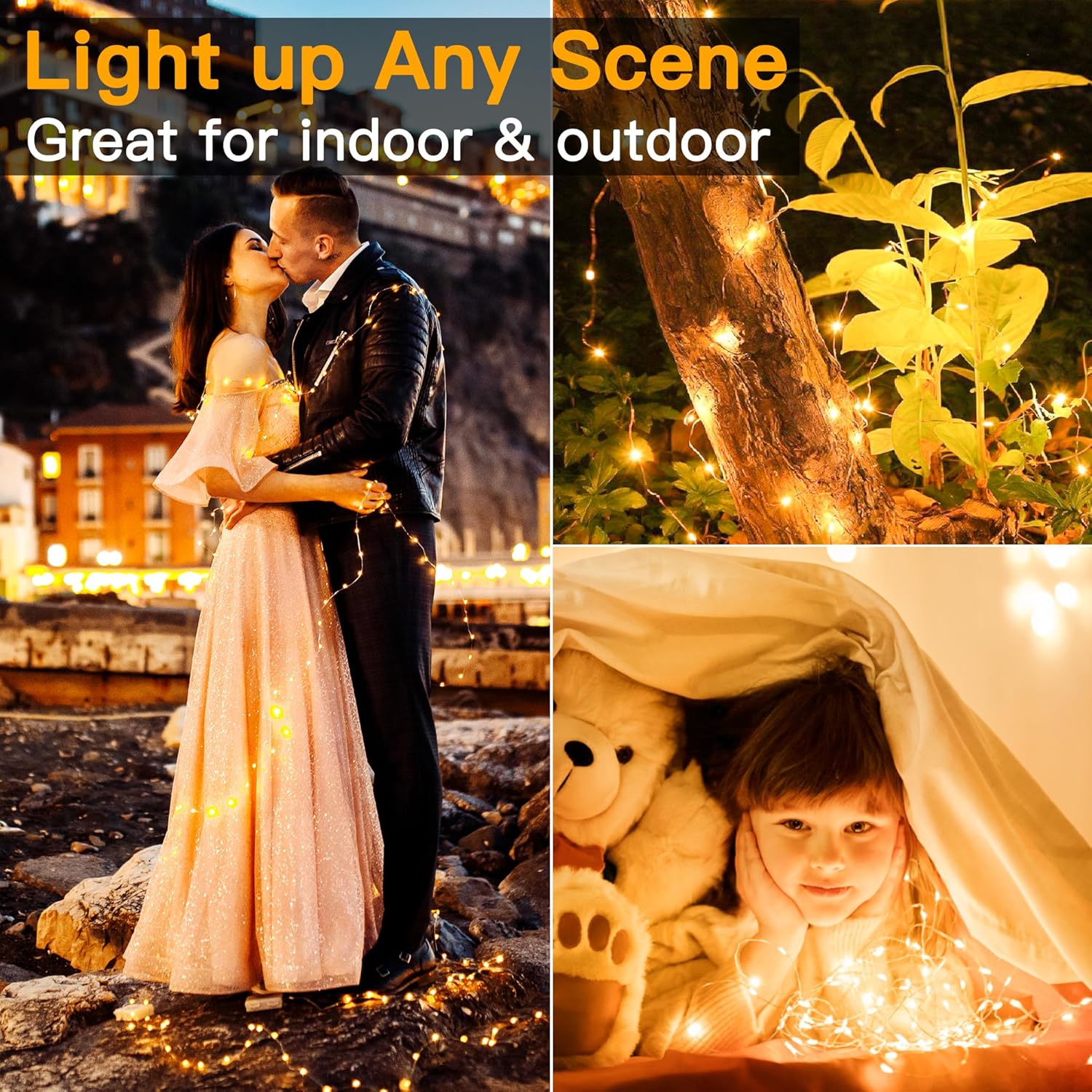 10m 100 LED Copper Fairy Lights – Warm White Battery String Lights