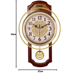 Retro Swing Wall Clock, Silent Non-Ticking Quartz Clock for Living Room & Bedroom