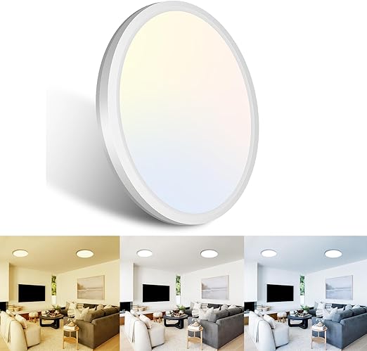 15W Flush Mount LED Ceiling Light – Brushed Nickel, 3 CCT