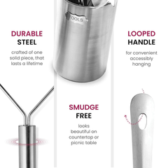 10-Piece Stainless Steel Kitchen Utensil Set – Nonstick, Heat-Resistant Cooking Tools with Holder