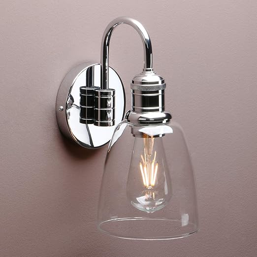 Vintage Industrial Bell Sconce Wall Light – Antique Finish with 5.6” Clear Glass Shade