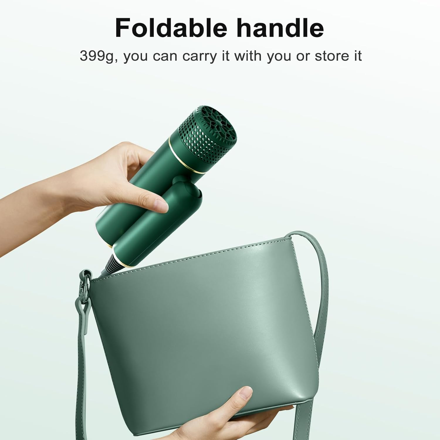 Ionic Hair Dryer – Foldable Lightweight Blow Dryer with Diffuser for Smooth Styling (Green)