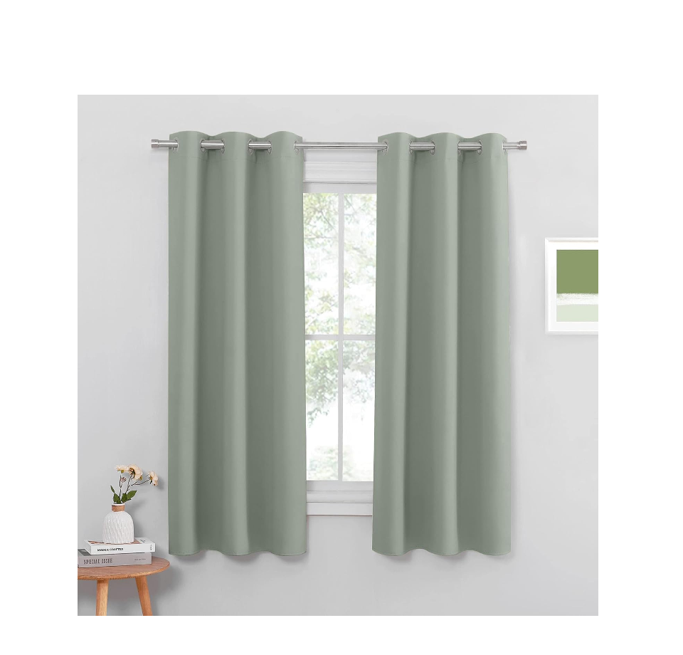 Thermal Insulated Kids Curtains – 42x54 Inch Greyish White Eyelet Drapes, 2 Panels