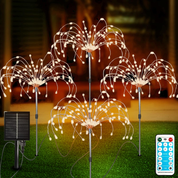Solar Fireworks Lights Outdoor – 4 Pack, 420 LED, 8 Modes, Waterproof