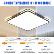 36W Dimmable LED Ceiling Light, 50CM Modern Square LED Ceiling Lamp with Switch Control, 3 Color Temperature Adjustments, Ceiling Lighting Fixture for Bedrooms