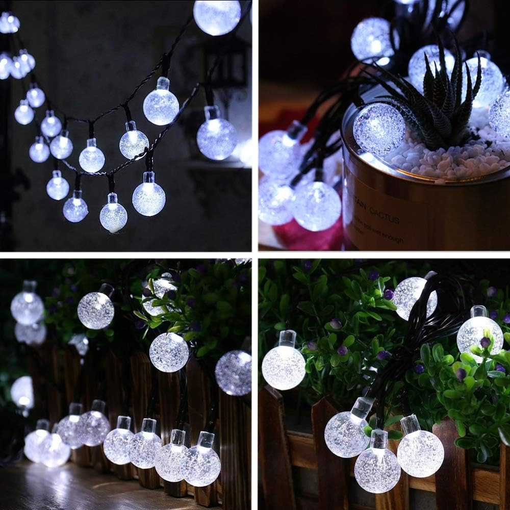 59ft Solar Globe String Lights, 100 LED, Waterproof, 8 Modes