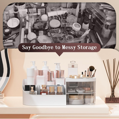 Large White Makeup Organizer Box with Drawer for Skincare and Jewelry