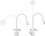 4W Ultra-Flexible Dimmable LED Wall Reading Light- Neutral White Lighting 4000K, for Type G Power Socket