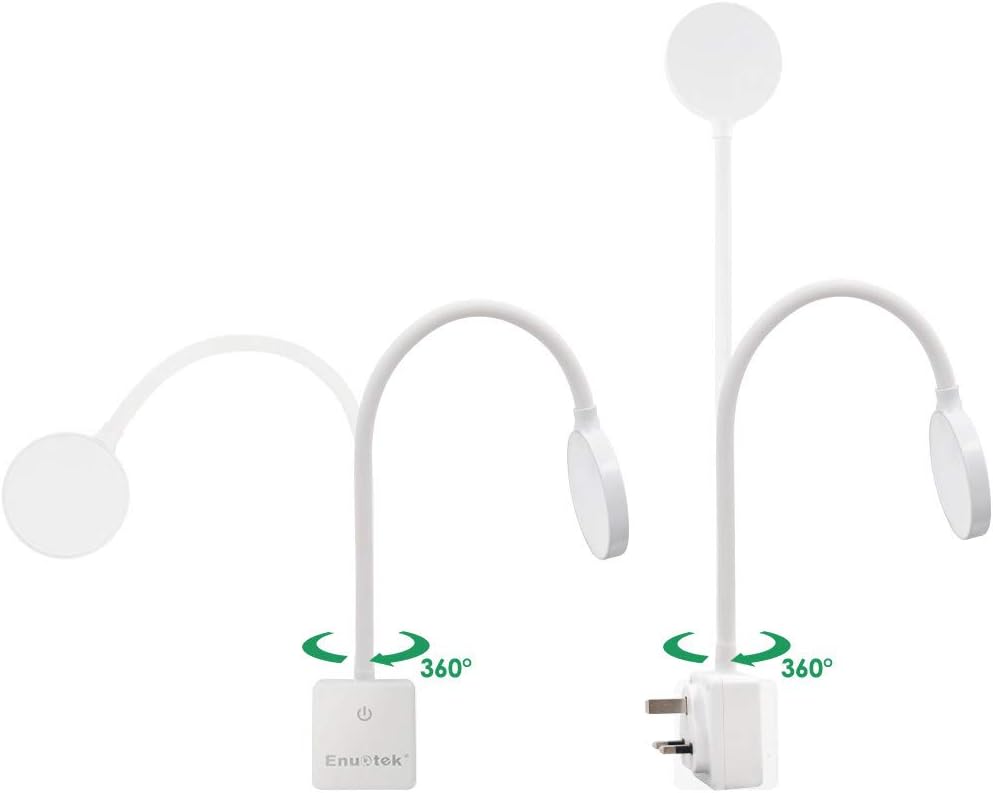4W Ultra-Flexible Dimmable LED Wall Reading Light- Neutral White Lighting 4000K, for Type G Power Socket