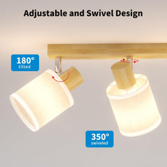 3-Way Kitchen Ceiling Spotlight with Adjustable Wooden Bar