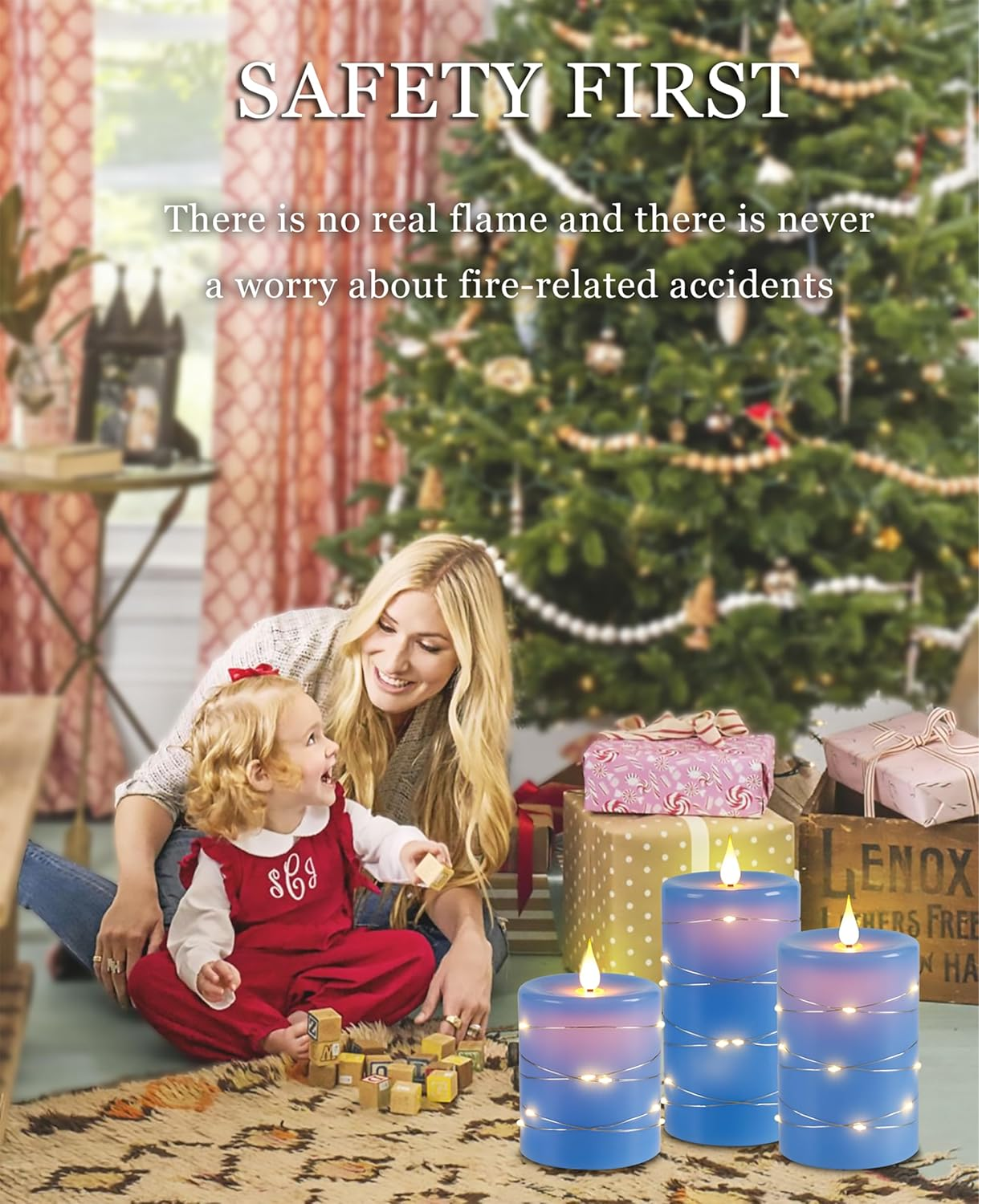 Flameless LED Candles with Starry String Lights – 3-Pack Real Wax, Remote & Timer Function