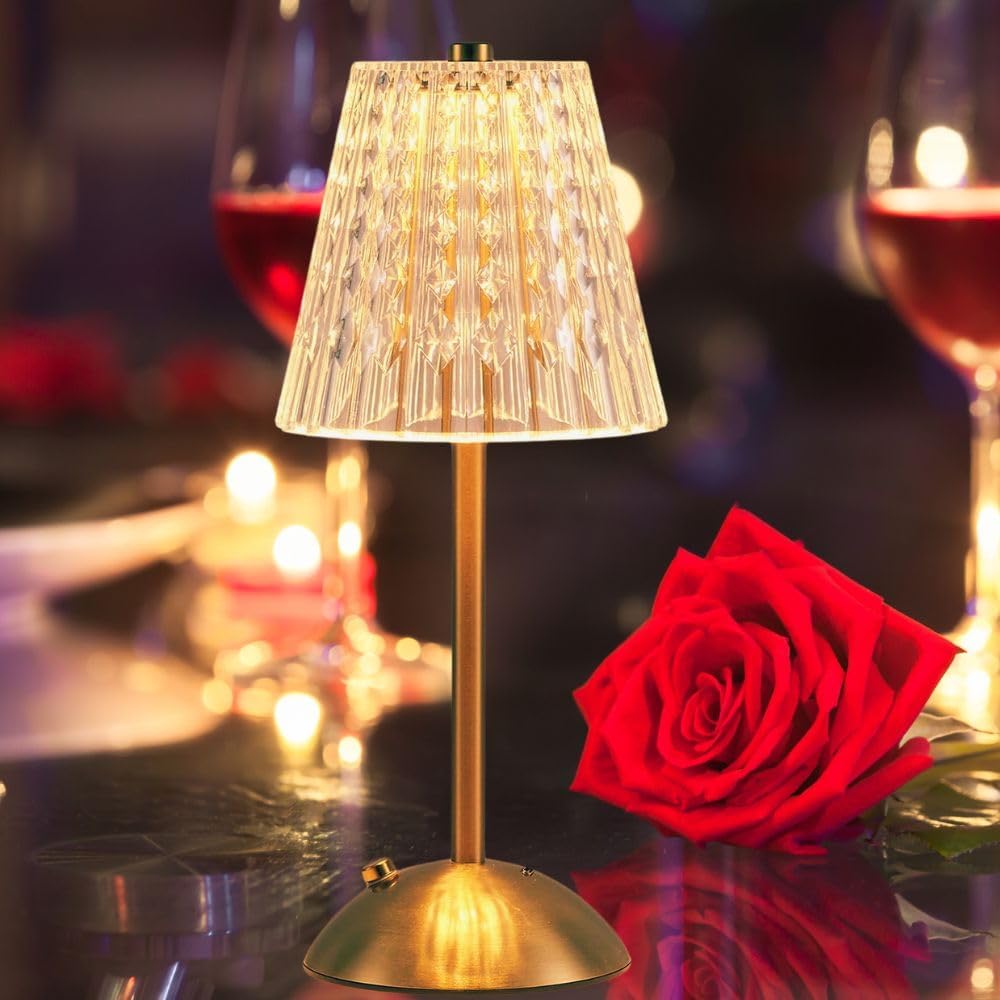 Rechargeable Crystal Lamp, Dimmable Touch Bedside Light