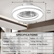 RGB LED Ceiling Fan with Remote & Quiet Reversible Motor