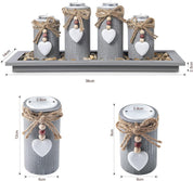 Set of 4 Wooden Tealight Candle Holders with Tray