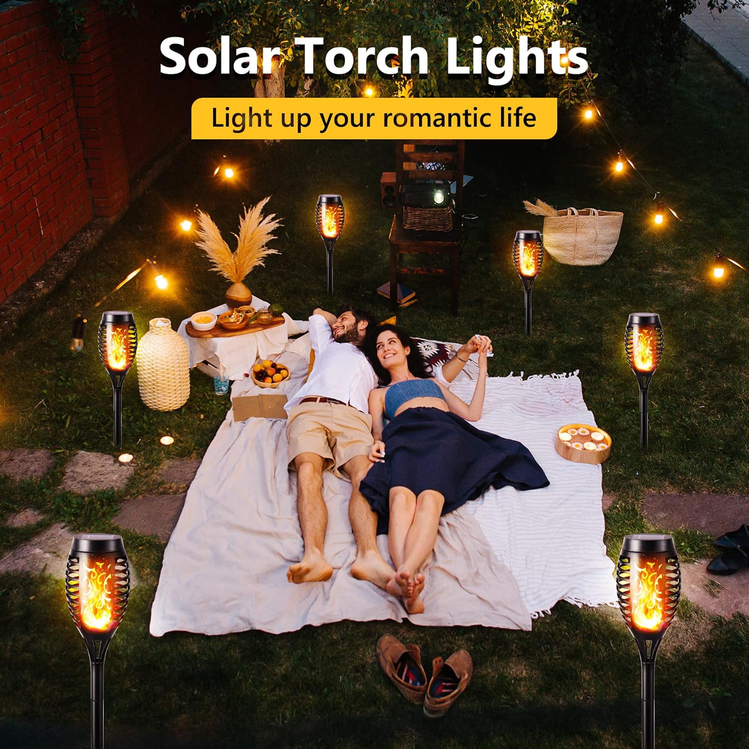 6 Pack Solar Flame Torch Lights – Waterproof Outdoor Garden & Pathway Decor