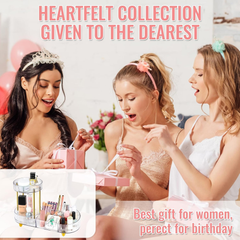 360° Rotating Clear Makeup Organizer – 2-in-1 Cosmetic, Skincare & Perfume Stand