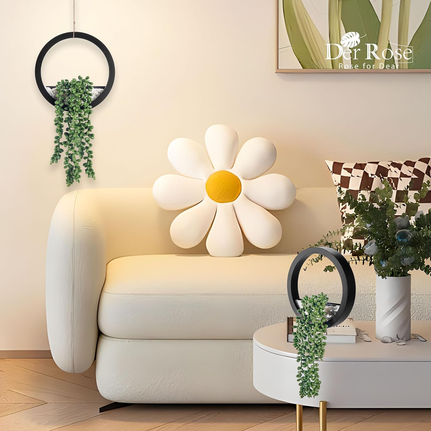 2 Pack Hanging Artificial Succulent Plants in Pots
