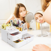 White Makeup Organizer Box with Drawers – Skincare & Cosmetic Storage Case