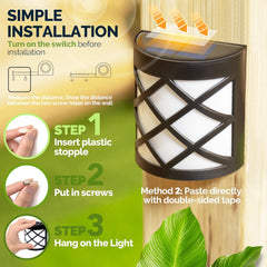 Solar Fence Lights Outdoor 4 Pack Waterproof LED