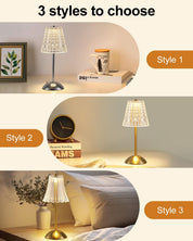 Rechargeable Gold Table Lamp, Touch Dimmable LED Desk Light
