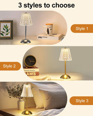 Rechargeable Gold Table Lamp, Touch Dimmable LED Desk Light