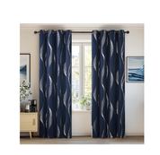 Foil Printed Grey Blackout Curtains – 46x54 Inch Thermal Eyelet Drapes, 2 Panels