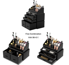 Makeup Organizer Box 3-Piece Set with 6 Stackable Cosmetic Drawers