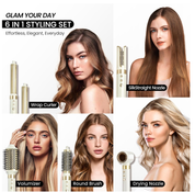 6-in-1 Hot Air Styler Gift Set – Long Barrel, Volumizing Brush & Travel Bag