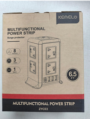8 Way Tower Extension Lead with 4 USB Ports – 2M Cable, Surge Protected Power Tower