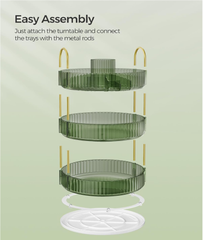 3-Tier Rotating Makeup Organizer, Customizable Skincare & Cosmetic Storage Box