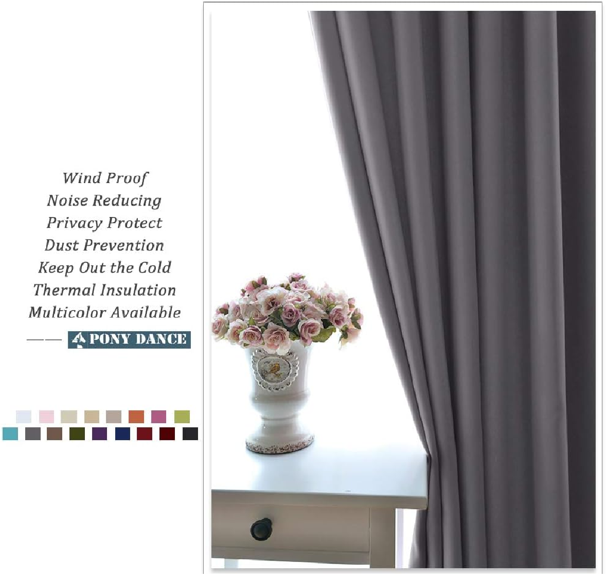Thermal Blackout Pencil Pleat Curtains – 90x54 Inch Grey Drapes, 2 Panels